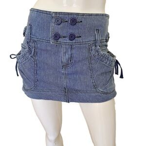 B.B. Dakota Blue and White Striped Cargo Skirt